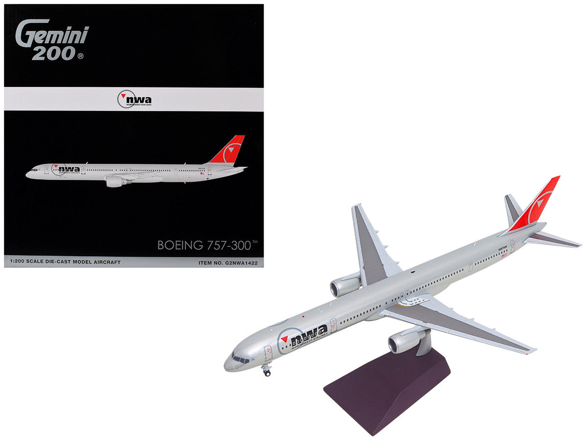 Boeing 757-300 Commercial Aircraft "Northwest Airlines" (N587NW) Silver with Red Tail "Gemini 200" Series 1/200 Diecast Model by GeminiJets by GeminiJets