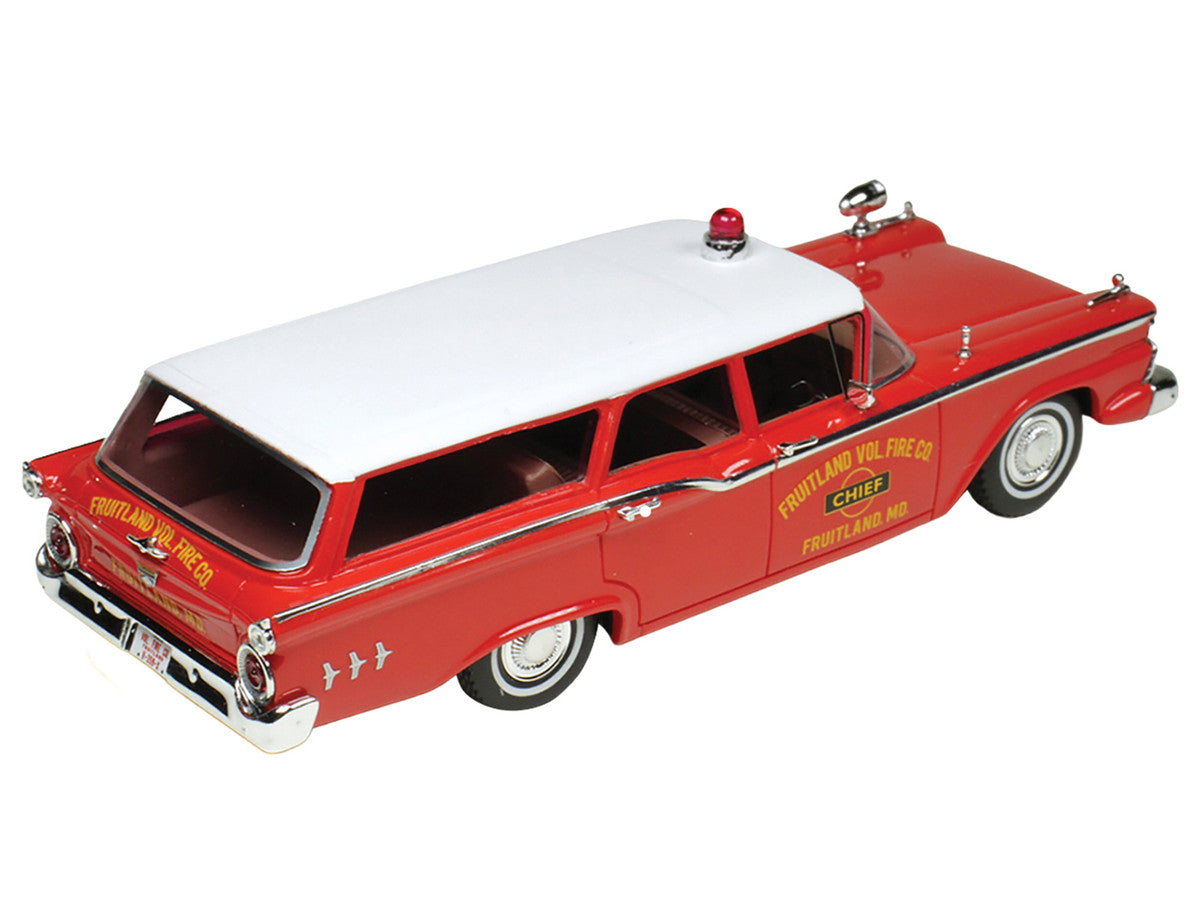 1959 Ford Country Squire "Fruitland MD Fire Chief" Red with White Top Limited Edition to 200 pieces Worldwide 1/43 Model Car by Goldvarg Collection by Goldvarg Collection