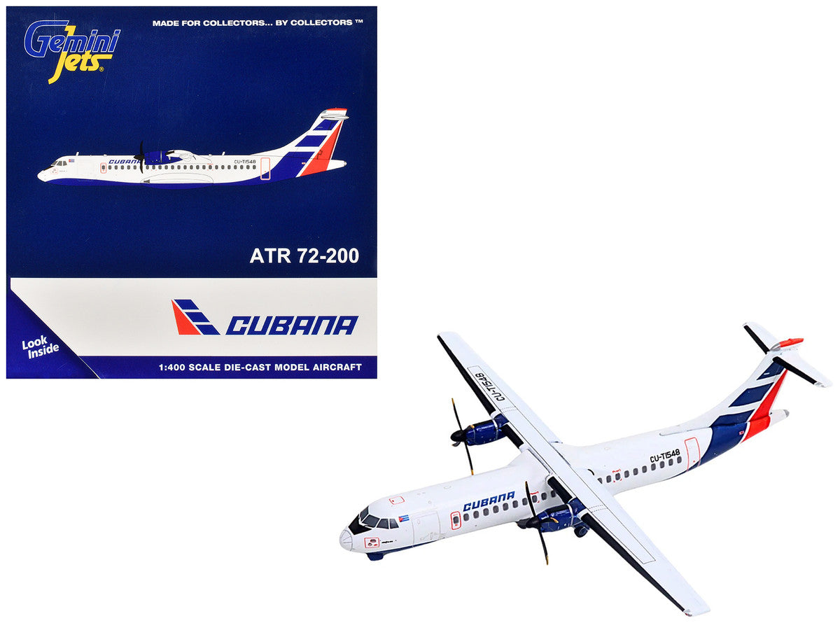 ATR 72-200 Commercial Aircraft "Cubana Airlines" (CU-T1548) White with Red and Blue Stripes 1/400 Diecast Model Airplane by GeminiJets by GeminiJets