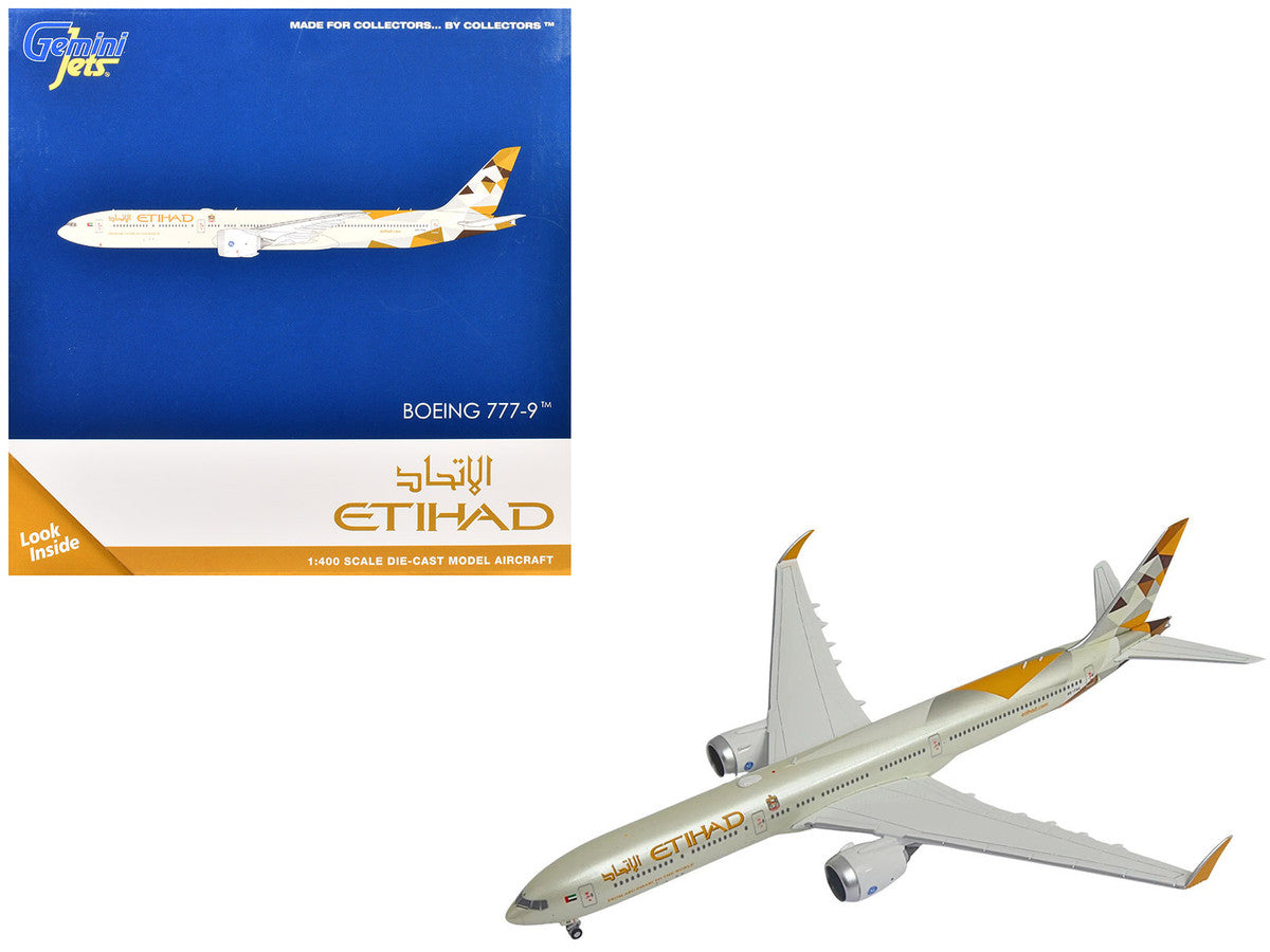 Boeing 777-9 Commercial Aircraft "Etihad Airways" (A6-FAA) Beige with Tail Graphics 1/400 Diecast Model Airplane by GeminiJets by GeminiJets