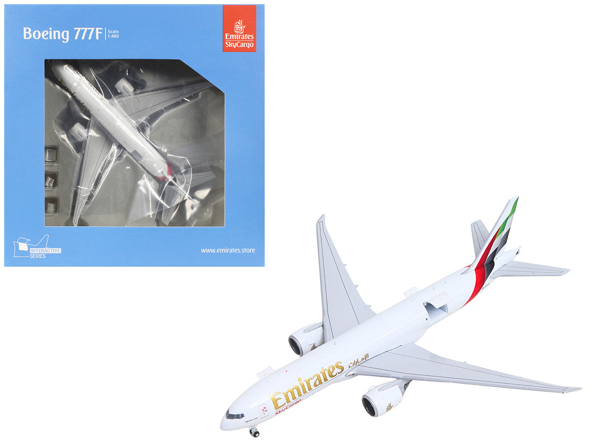Boeing 777F Commercial Aircraft "Emirates SkyCargo" (A6-EFV) White with Striped Tail "Interactive Series" 1/400 Diecast Model by GeminiJets by GeminiJets