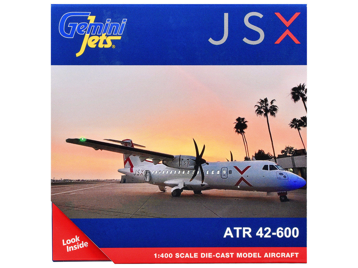 ATR 42-600 Commercial Aircraft "JSX" (N400JX) White with Red Stripes 1/400 Diecast Model Airplane by GeminiJets by GeminiJets