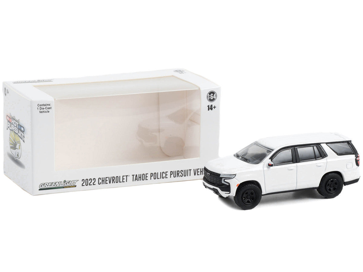 2022 Chevrolet Tahoe Police Pursuit Vehicle (PPV) White "Hot Pursuit" "Hobby Exclusive" Series 1/64 Diecast Model Car by Greenlight by Greenlight