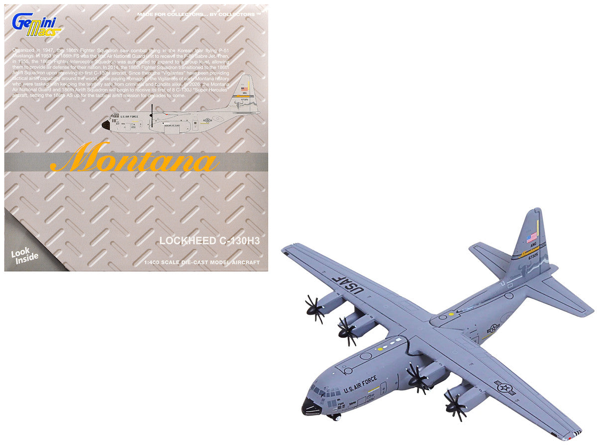 Lockheed C-130H3 Hercules Transport Aircraft "96-7325 120th Airlift Wing Montana Air National Guard" United States Air Force "Gemini Macs" Series 1/400 Diecast Model Airplane by GeminiJets by GeminiJets