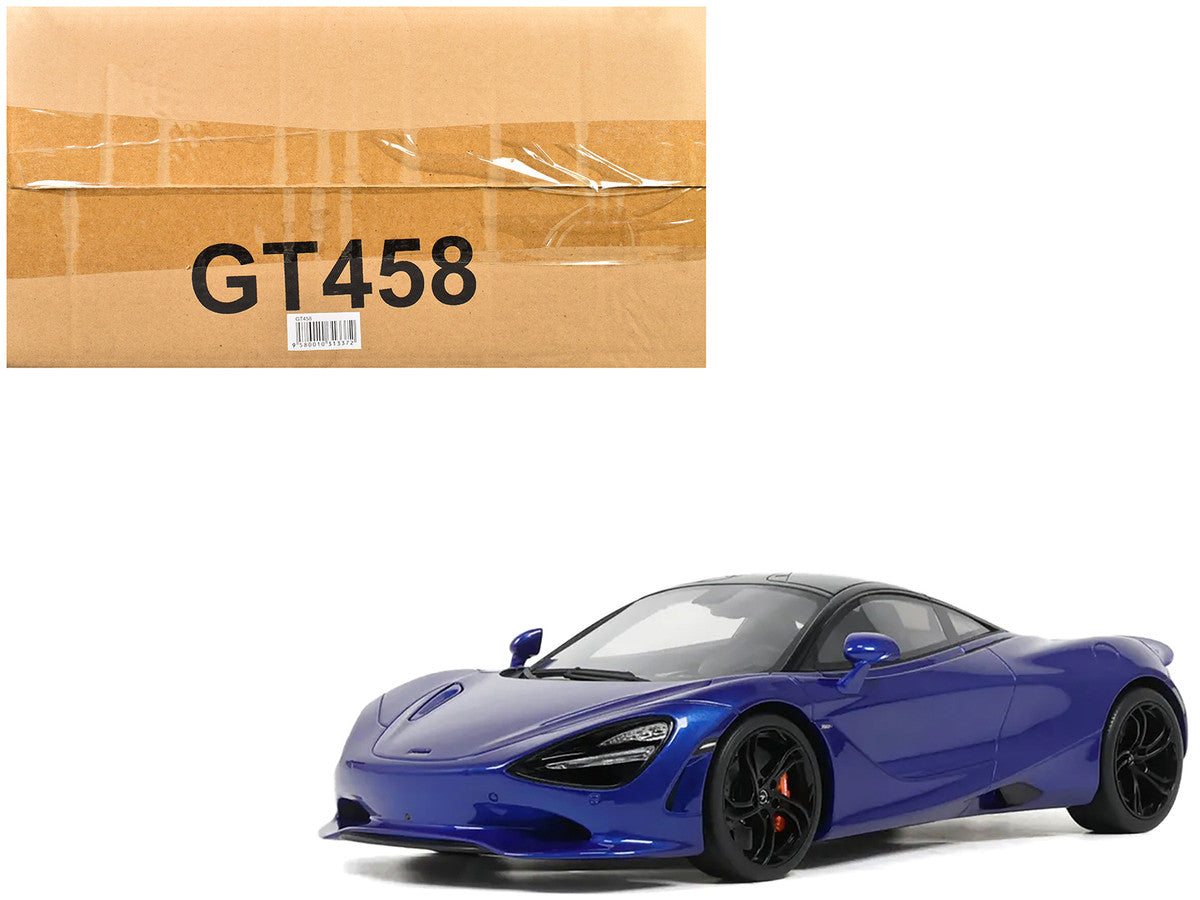 2023 McLaren 750S Coupe Blue Metallic with Black Top 1/18 Model Car by GT Spirit by GT Spirit