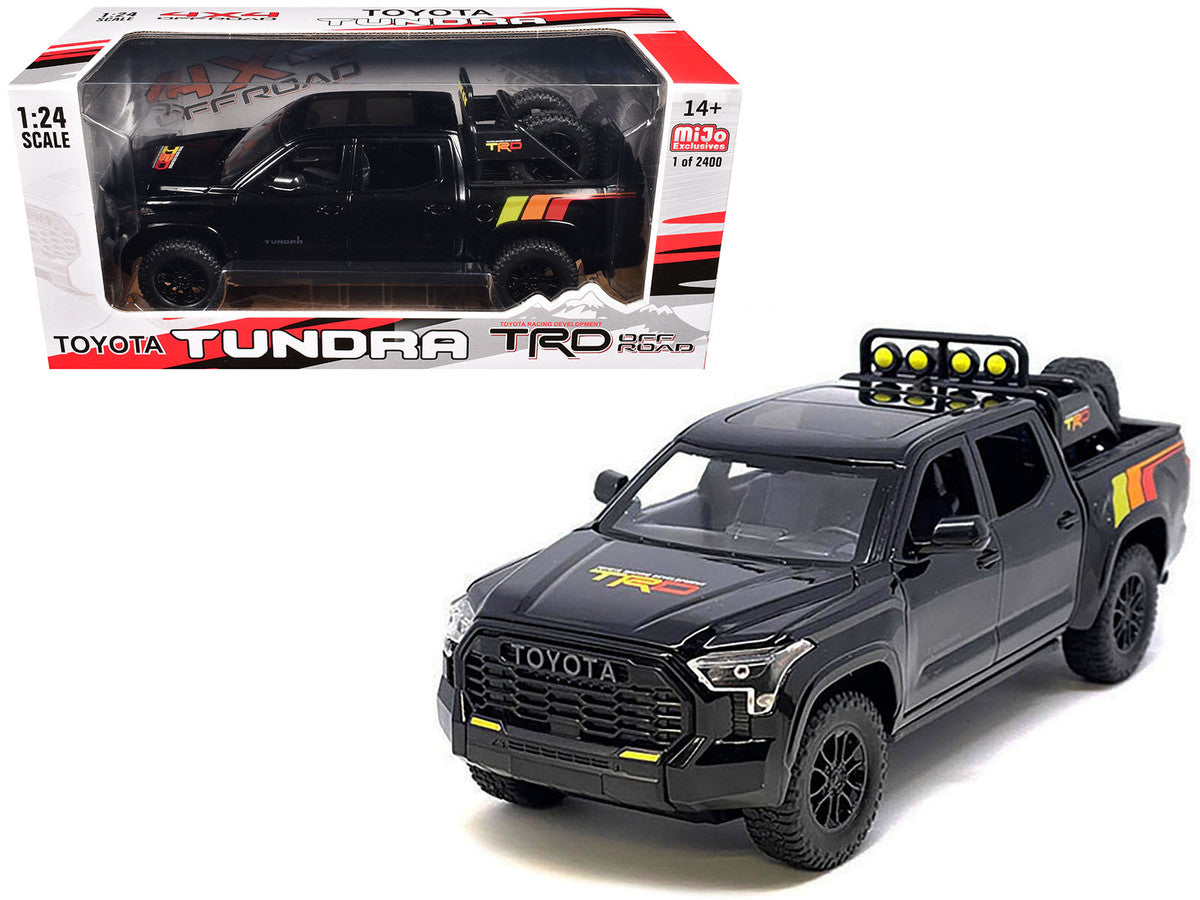 2023 Toyota Tundra TRD 4x4 Pickup Truck Black with TRD Stripes with Sunroof and Wheel Rack Limited Edition to 2400 pieces Worldwide 1/24 Diecast Model Car by Other
