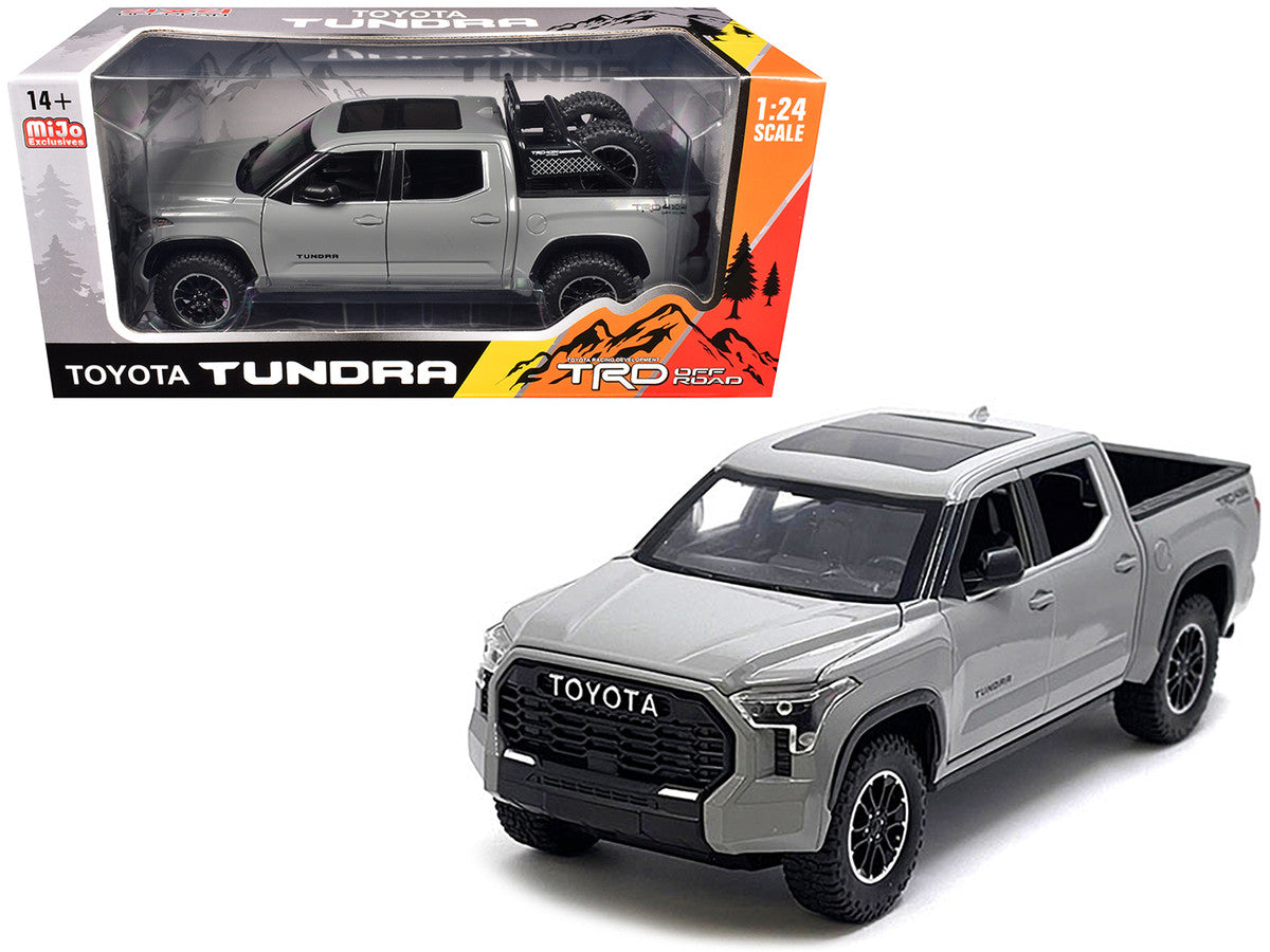 2023 Toyota Tundra TRD 4x4 Pickup Truck Cement Gray with Sunroof and Wheel Rack 1/24 Diecast Model Car by Other