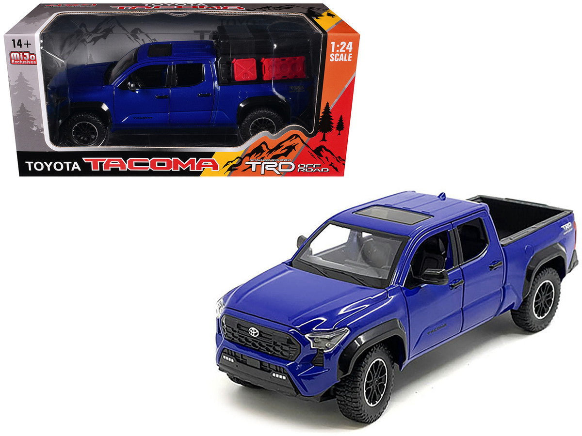 2024 Toyota Tacoma TRD Off-Road Edition Pickup Truck Blue Metallic with Bed Camper 1/24 Diecast Model Car by Other