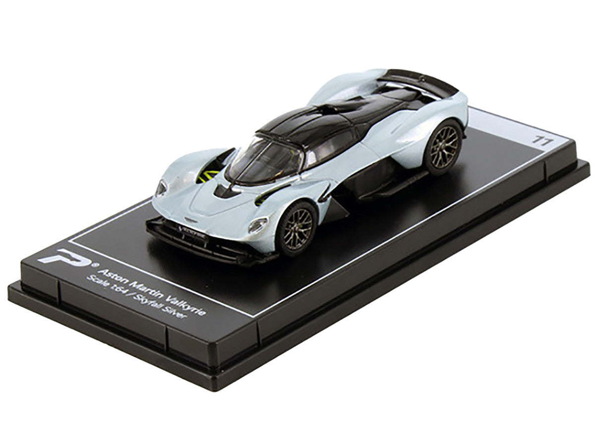 Aston Martin Valkyrie Skyfall Silver Metallic with Black Top "Hypercar League Collection" 1/64 Diecast Model Car by PosterCars by PosterCars