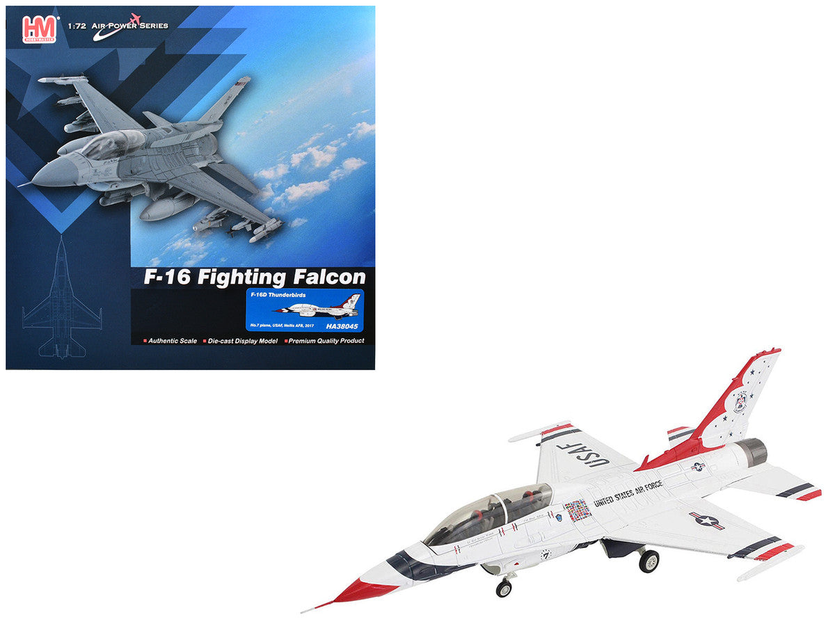 Lockheed F-16D Fighting Falcon Fighter Aircraft "No.7 Thunderbirds Nellis Air Force Base" (2017) United States Air Force "Air Power Series" 1/72 Diecast Model by Hobby Master by Hobby Master