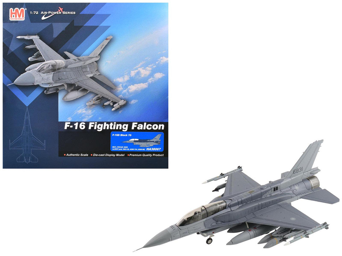 Lockheed F-16D Fighting Falcon Fighter Aircraft "6831 Block 70" (2025) Republic of China Air Force "Air Power Series" 1/72 Diecast Model by Hobby Master by Hobby Master