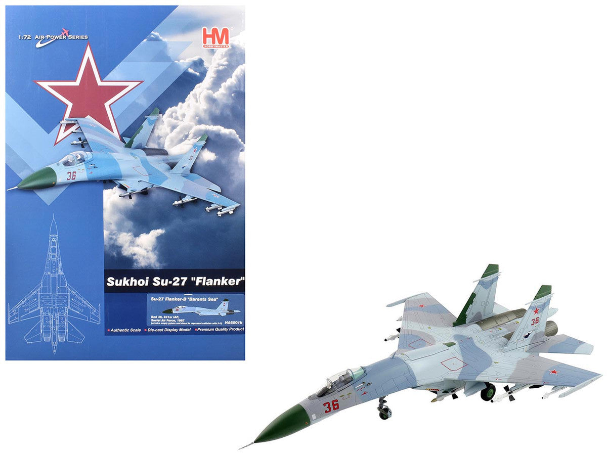 Sukhoi Su-27 Flanker-B Fighter Aircraft "Red 36 Barents Sea 941st IAP" (1987) Soviet Air Force "Air Power Series" 1/72 Diecast Model by Hobby Master by Hobby Master