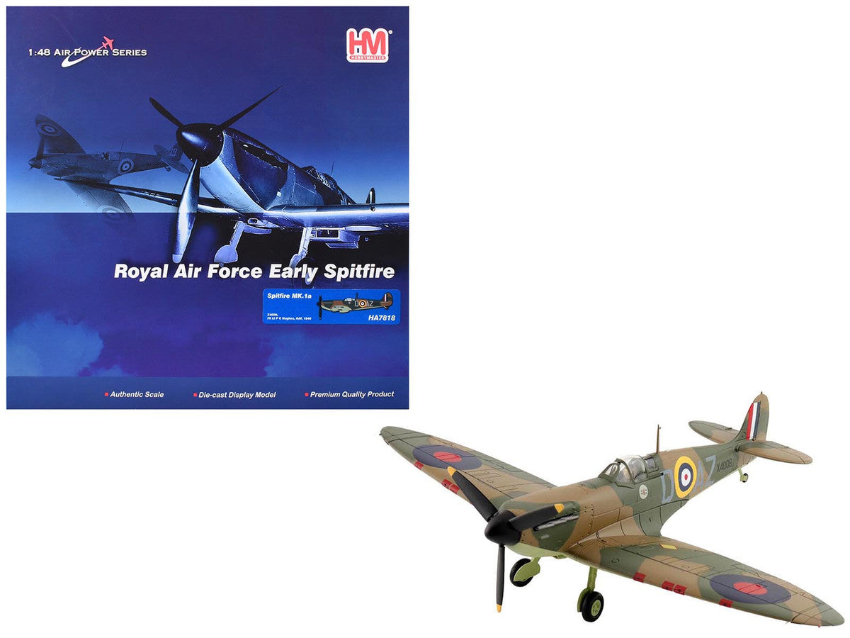 Supermarine Spitfire Mk.1a Fighter Aircraft "X4009 Flight Lieutenant P.C. Hughes" (1940) British Royal Air Force "Air Power Series" 1/48 Diecast Model by Hobby Master by Hobby Master