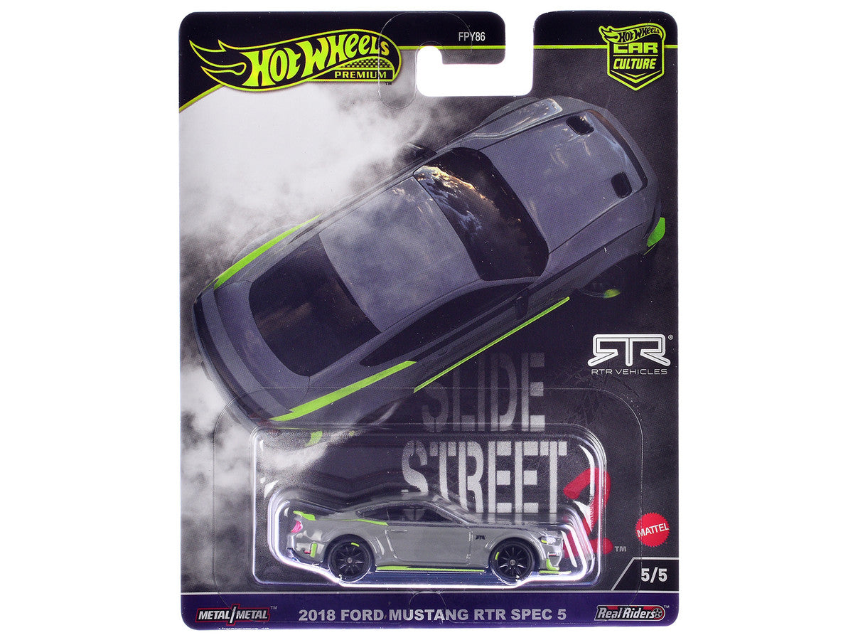 2018 Ford Mustang RTR Spec 5 Gray "Slide Street 2" Series Diecast Model Car by Hot Wheels by Hotwheels