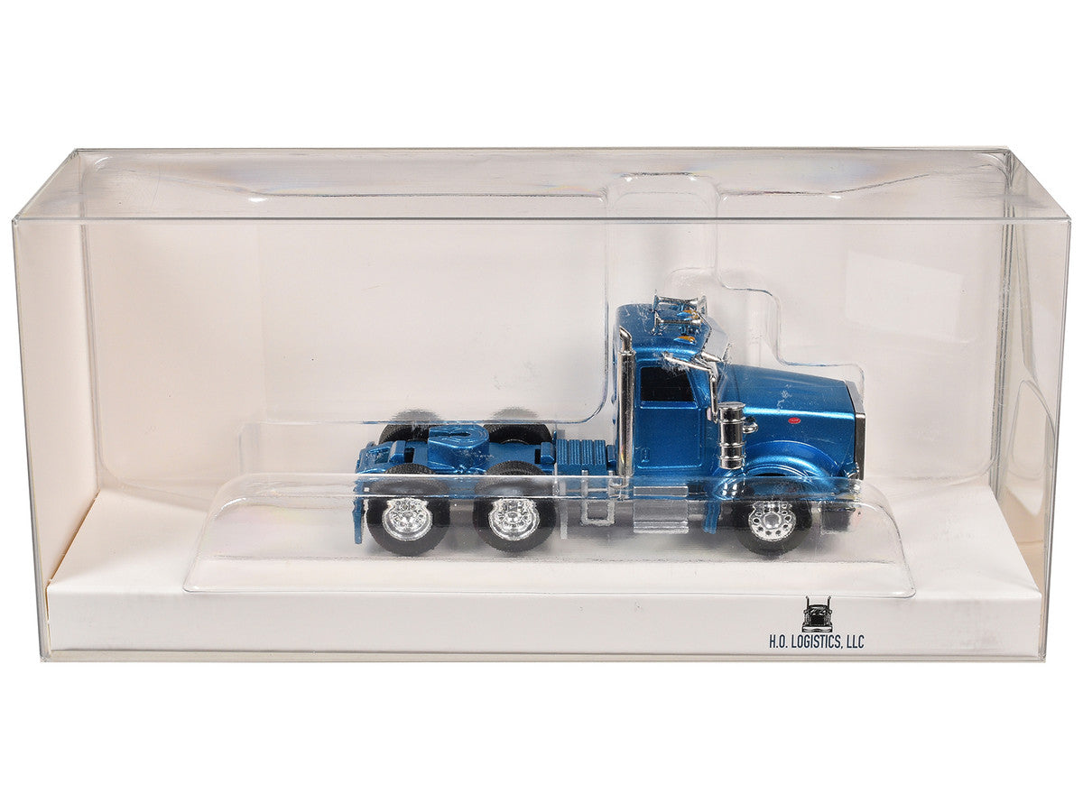 Peterbilt 367 Day Cab Blue Metallic 1/87 (HO) Scale Plastic Model Car by HO Logistics by HO Logistics Replicas