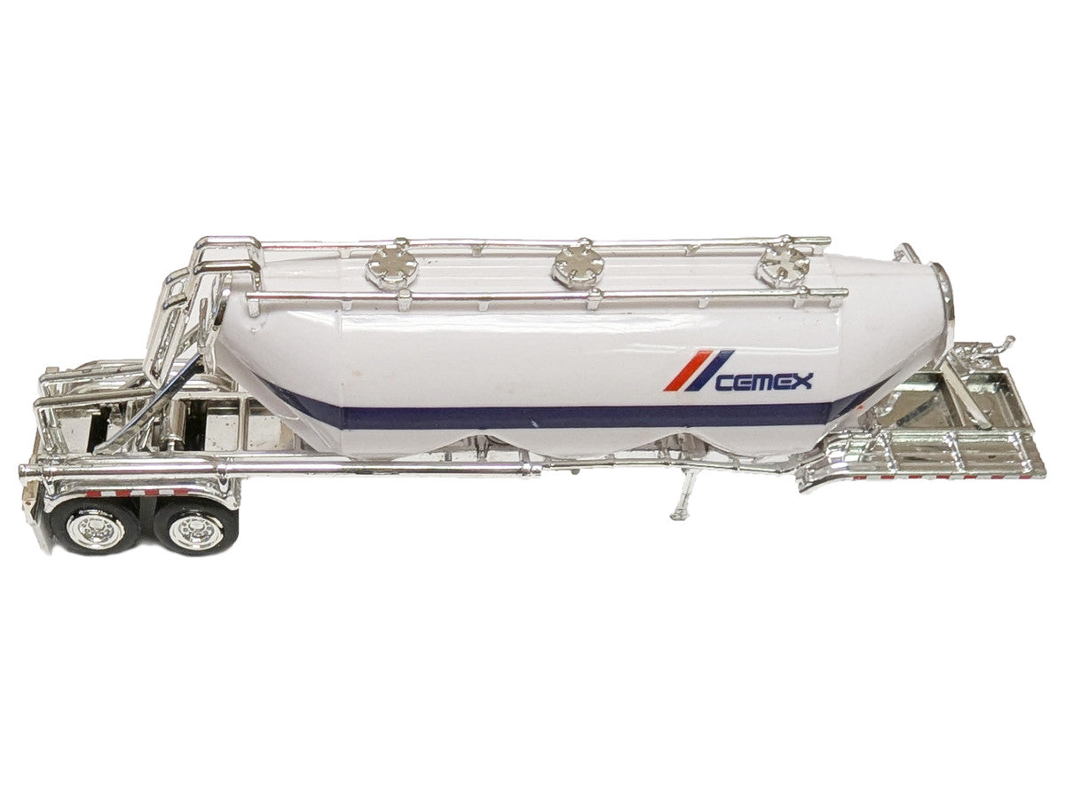 Peterbilt 367 Truck Tractor with Day Cab White and Articulated Tank Trailer "Cemex" White with Blue Stripes Combo Set 1/87 (HO) Plastic Model Car by HO Logistics by HO Logistics Replicas