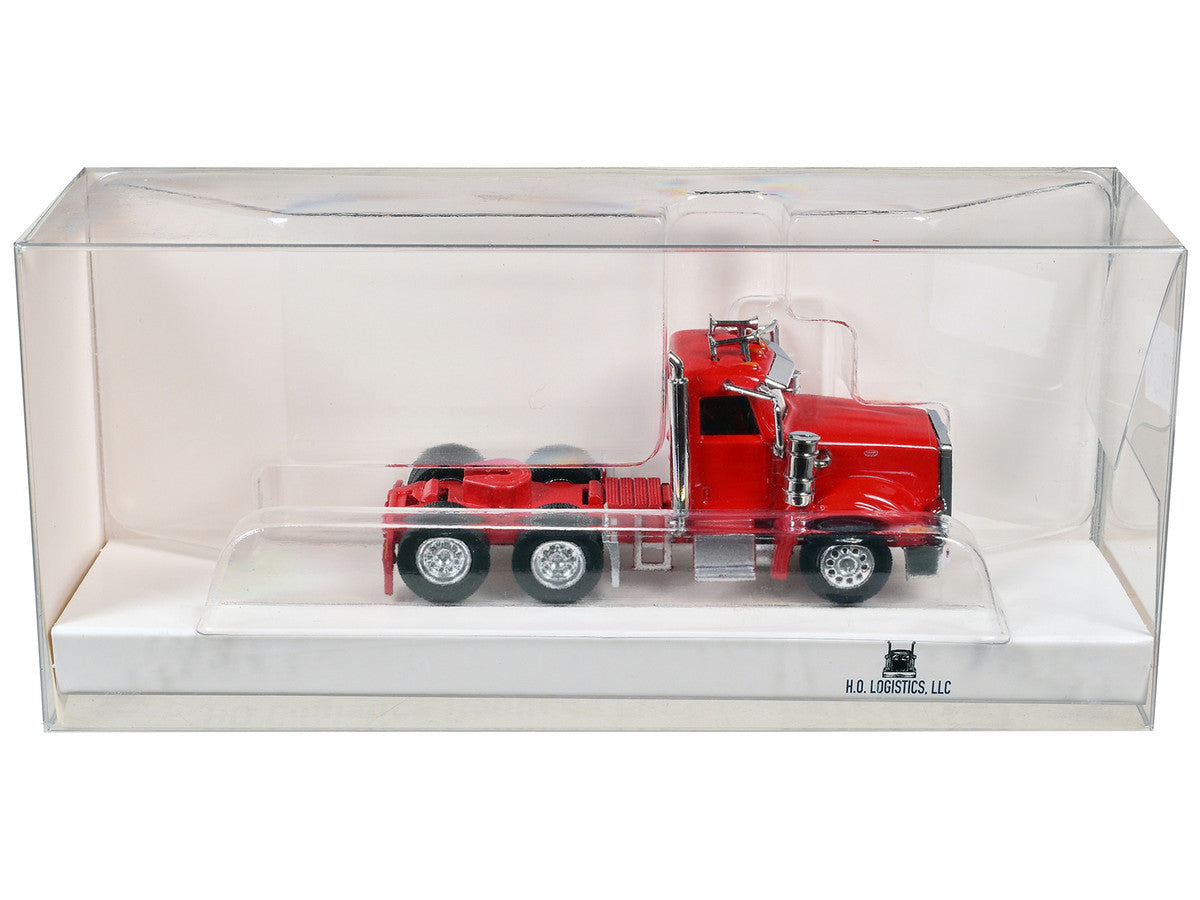 Peterbilt 367 Day Cab Red 1/87 (HO) Scale Plastic Model Car by HO Logistics by HO Logistics Replicas