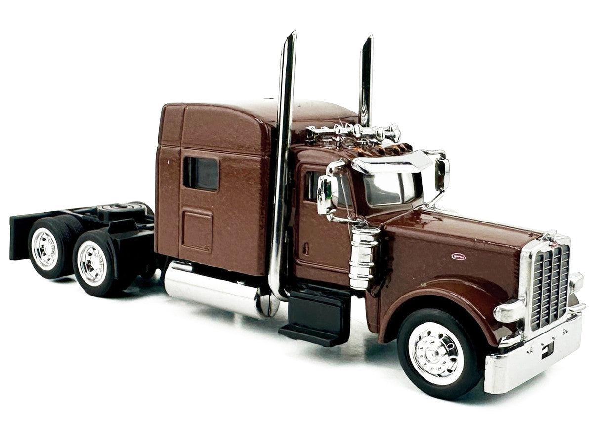 Peterbilt 389 Truck Tractor with Sleeper Cab Brown Metallic 1/87 (HO) Scale Plastic Model Car by HO Logistics by HO Logistics Replicas