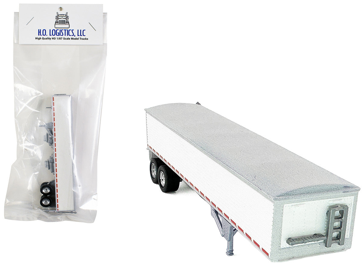 Covered Grain Trailer White with Silver Tarp 1/87 (HO) Plastic Model Car by HO Logistics by HO Logistics Replicas