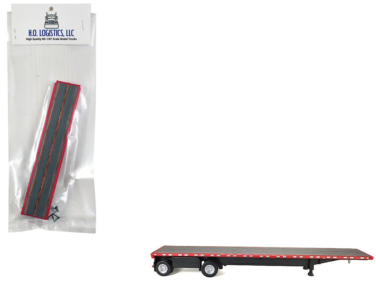 High Boy Spread Axle Flatbed Trailer Red 1/87 (HO) Plastic Model Car by HO Logistics by HO Logistics Replicas