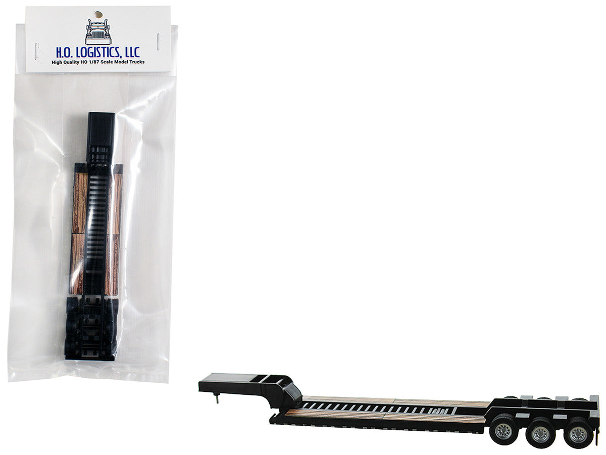 Low Boy Flatbed Trailer Black 1/87 (HO) Plastic Model Car by HO Logistics by HO Logistics Replicas