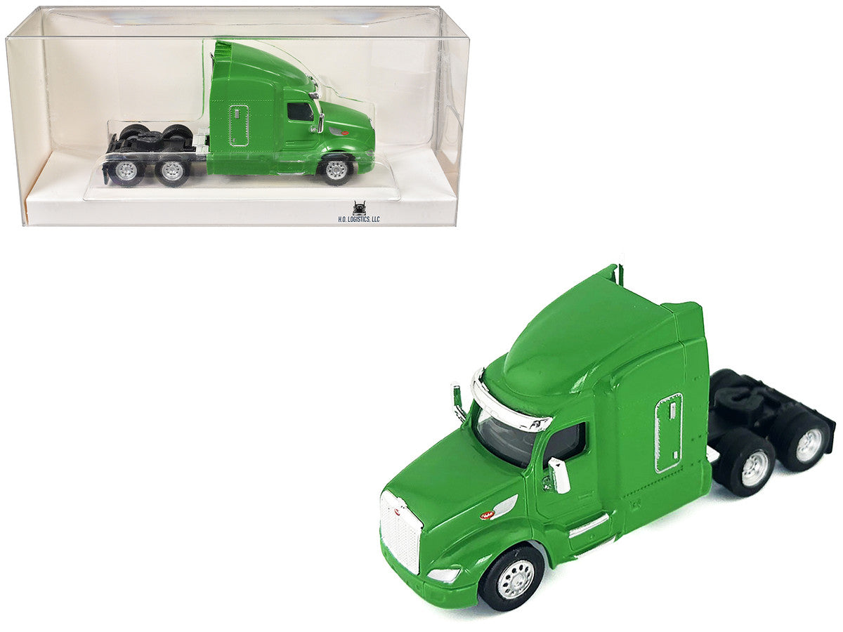 Peterbilt 579 Sleeper Cab Lime Green 1/87 (HO) Plastic Model Car by HO Logistics by HO Logistics Replicas