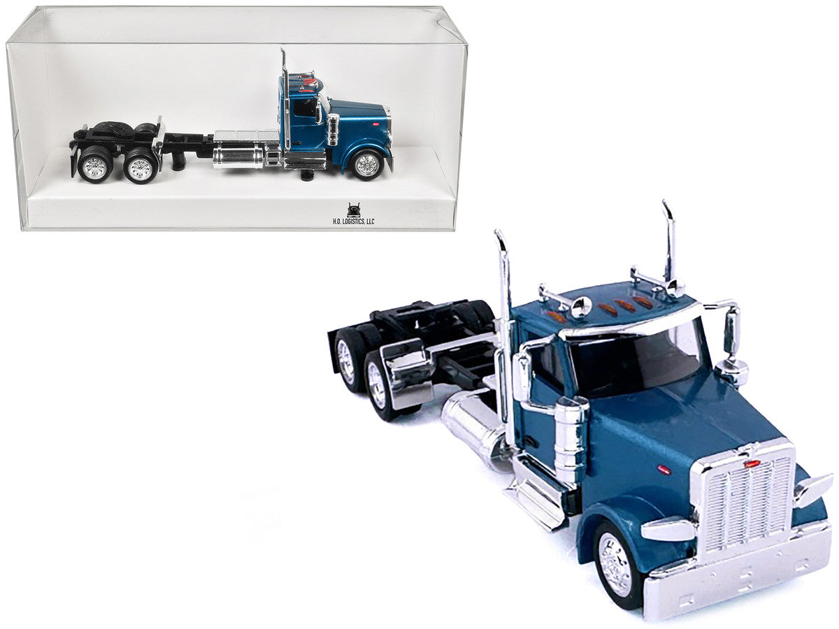 Peterbilt 589 2-Axel Day Cab Blue Metallic 1/87 (HO) Plastic Model Car by HO Logistics by HO Logistics Replicas