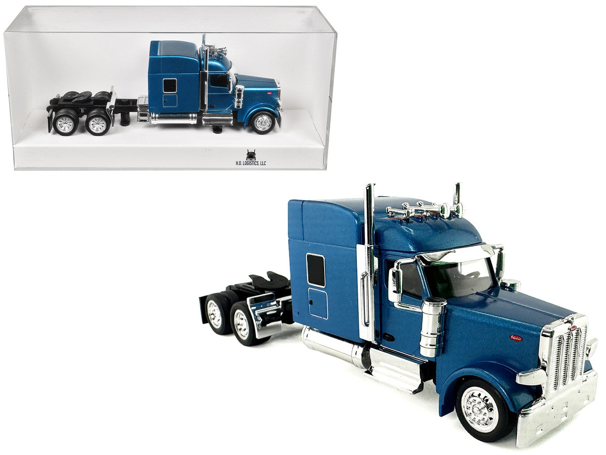 Peterbilt 589 with Stand Up Sleeper Cab Blue Metallic 1/87 (HO) Plastic Model Car by HO Logistics by HO Logistics Replicas