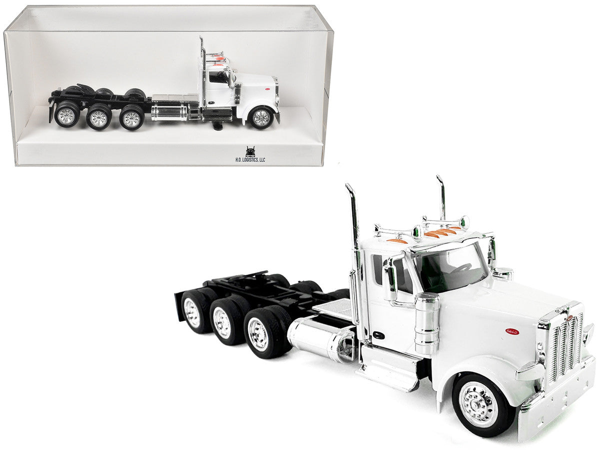 Peterbilt 589 3-Axel Day Cab White 1/87 (HO) Plastic Model Car by HO Logistics by HO Logistics Replicas