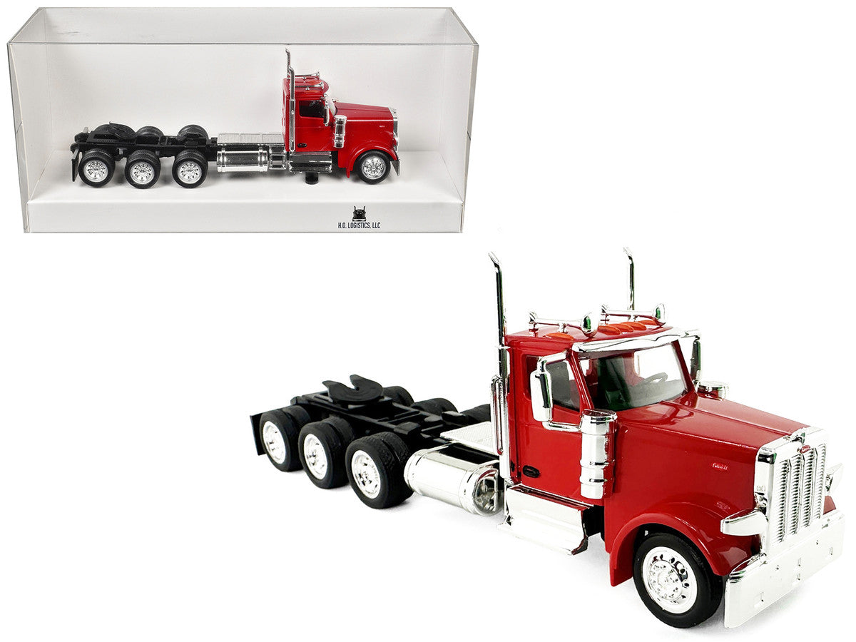 Peterbilt 589 3-Axel Day Cab Red 1/87 (HO) Plastic Model Car by HO Logistics by HO Logistics Replicas