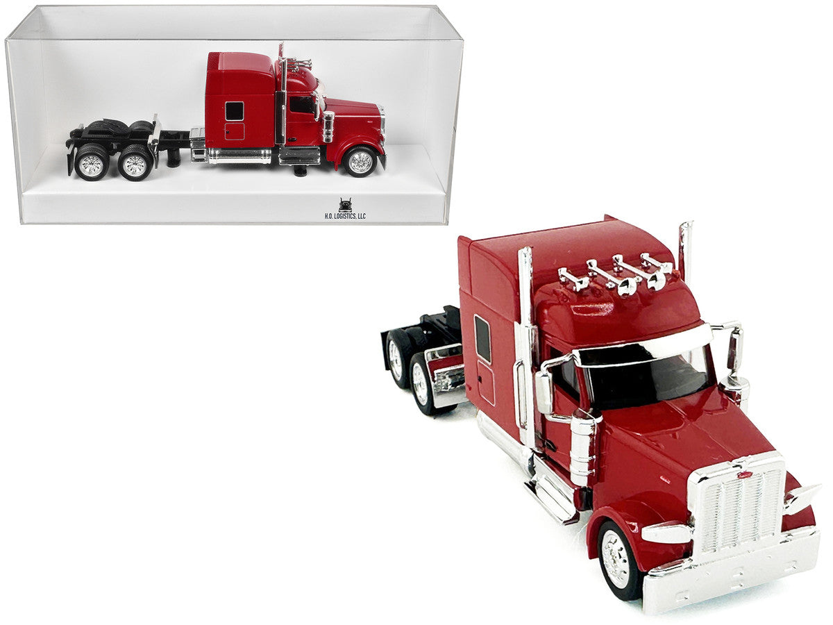 Peterbilt 589 with Stand Up Sleeper Cab Red 1/87 (HO) Plastic Model Car by HO Logistics by HO Logistics Replicas