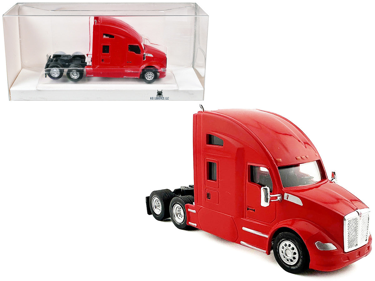 Kenworth T680 Sleeper Cab Red 1/87 (HO) Plastic Model Car by HO Logistics by HO Logistics Replicas
