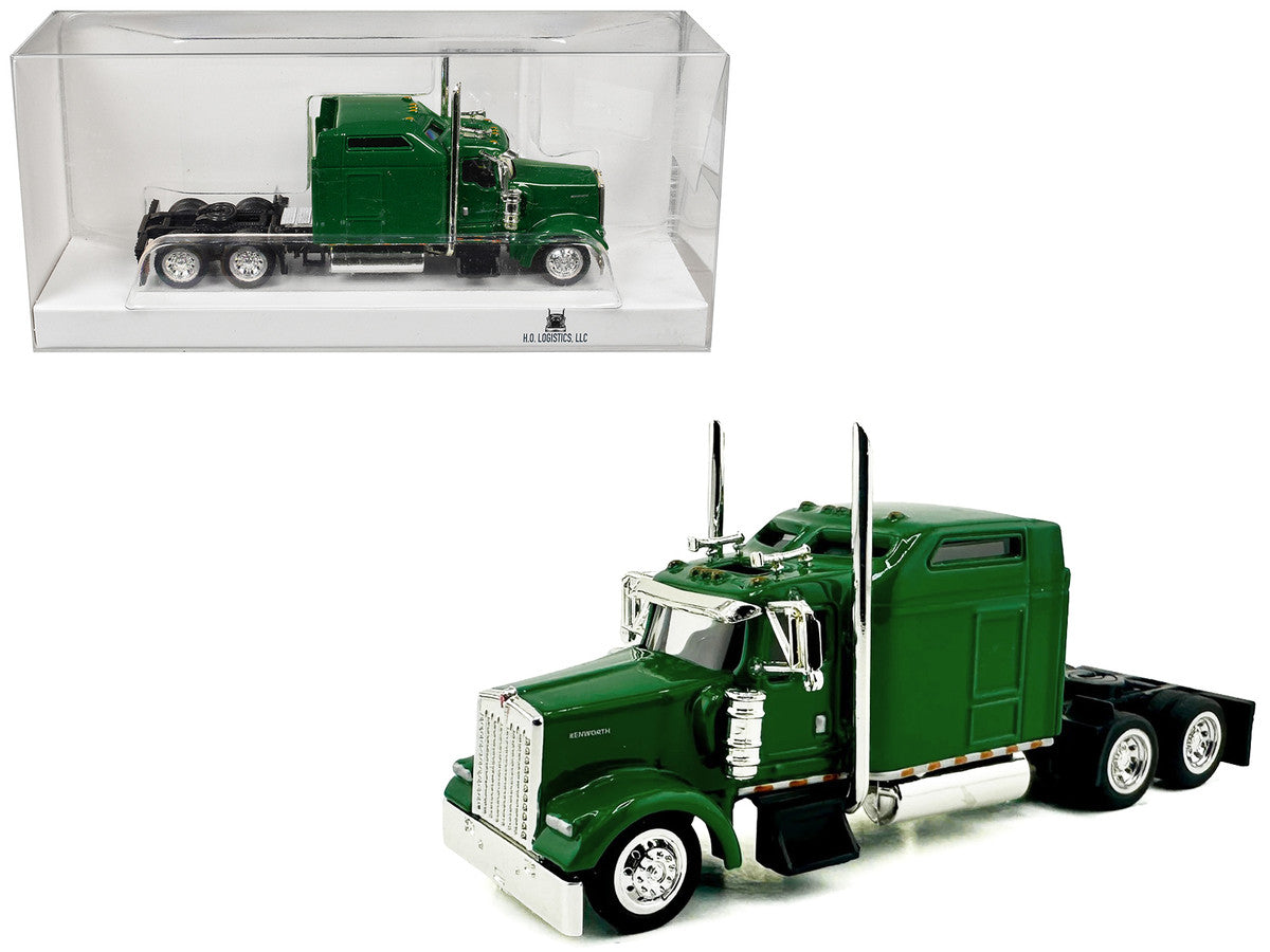 Kenworth W900L Truck Tractor with Sleeper Cab Green 1/87 (HO) Scale Plastic Model Car by HO Logistics by HO Logistics Replicas