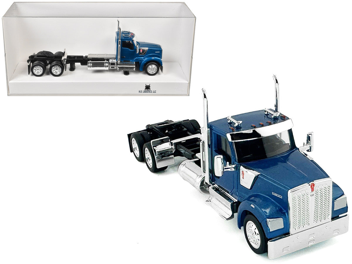 Kenworth W990 2-Axel Day Cab Blue Metallic 1/87 (HO) Plastic Model Car by HO Logistics by HO Logistics Replicas