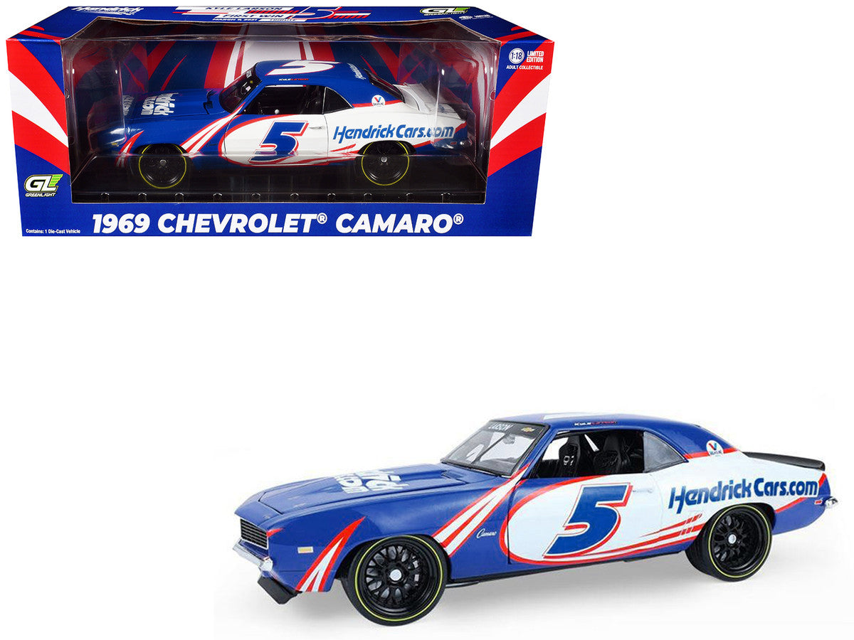 1969 Chevrolet Camaro #5 Kyle Larson "Hendrick Motorsports First Win Tribute" Blue and White with Graphics 1/18 Diecast Model Car by Highway 61 by Highway 61