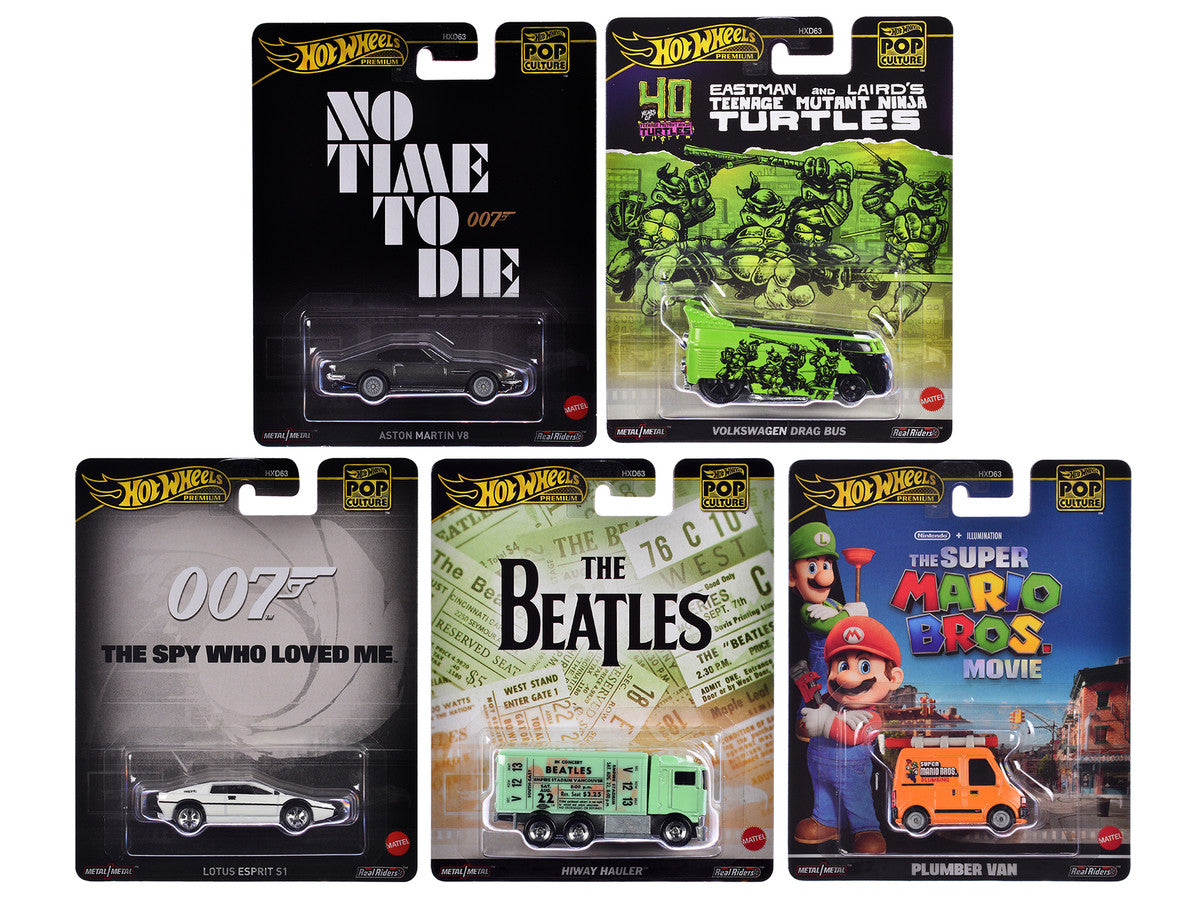 "Pop Culture 2024" 5 piece Set D "Premium Series" Diecast Model Cars by Hot Wheels by Hotwheels
