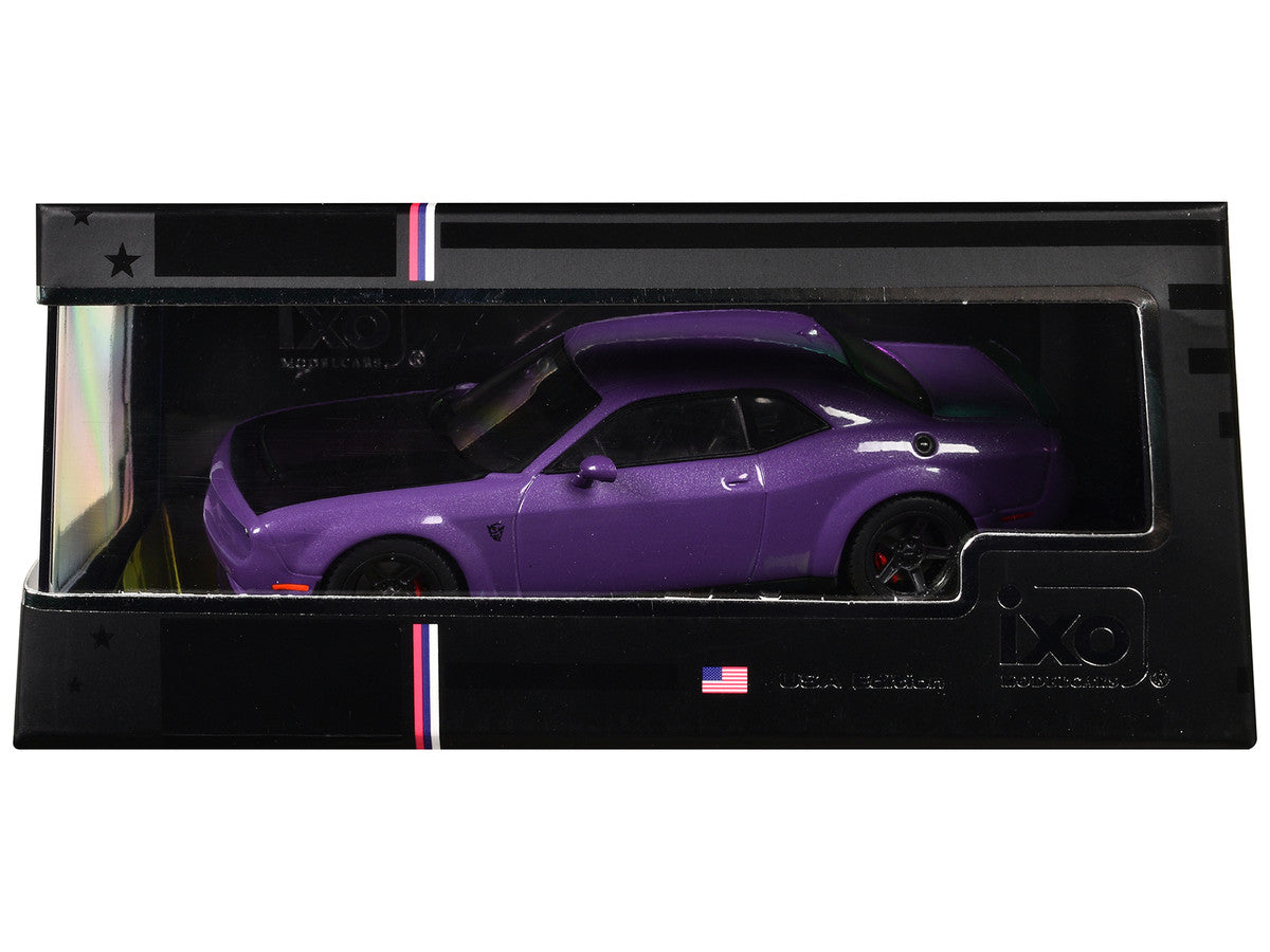 2018 Dodge Challenger SRT Demon Plum Crazy Metallic with Matt Black Hood 1/43 Diecast Model Car by IXO Models by IXO