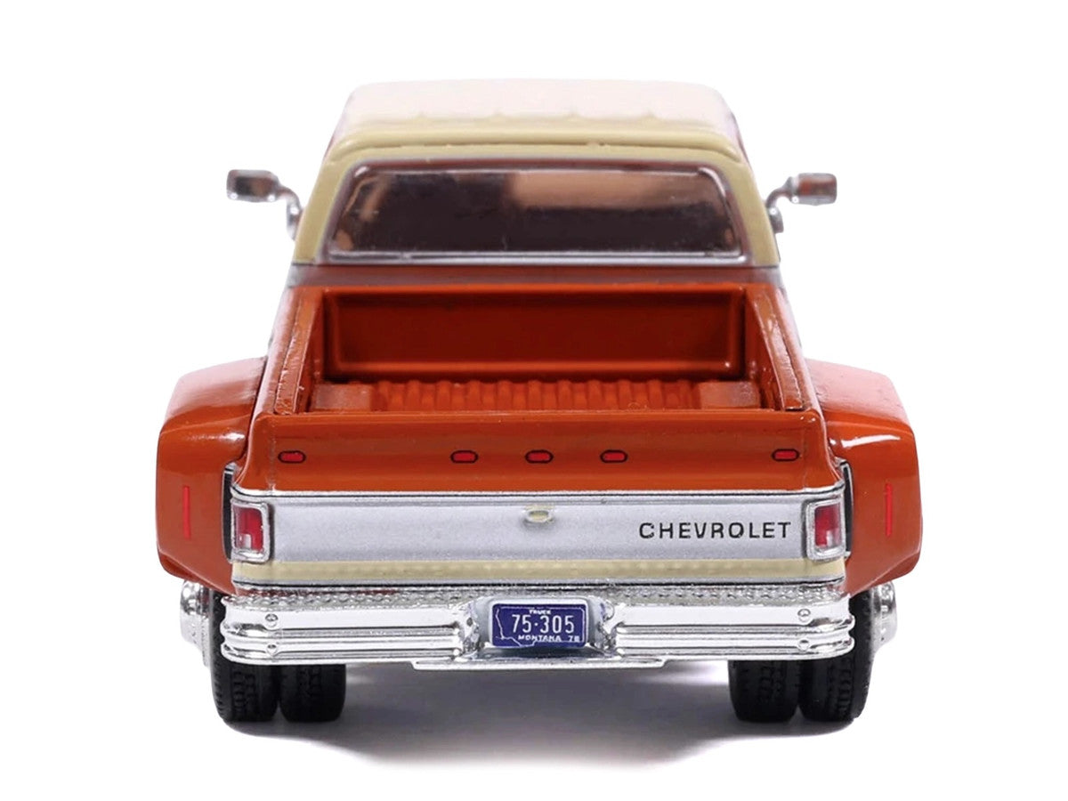 1975 Chevrolet Silverado K30 Crew Cab Dually Pickup Truck Grecian Bronze and Santa Fe Tan 1/64 Diecast Model Car by IXO Models-4