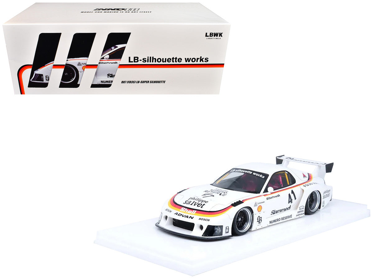 Mazda RX7 (FD3S) LB-Super Silhouette RHD (Right Hand Drive) #41 White with Stripes and Graphics 1/18 Model Car by Inno Models by Inno Models