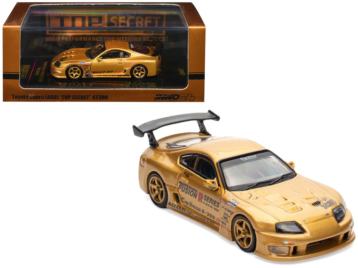 Toyota Supra (A80) "Top Secret" GT300 RHD (Right Hand Drive) Gold Metallic "Tokyo Auto Salon 2025 Event Exclusive" 1/64 Diecast Model Car by Inno Models by Inno Models