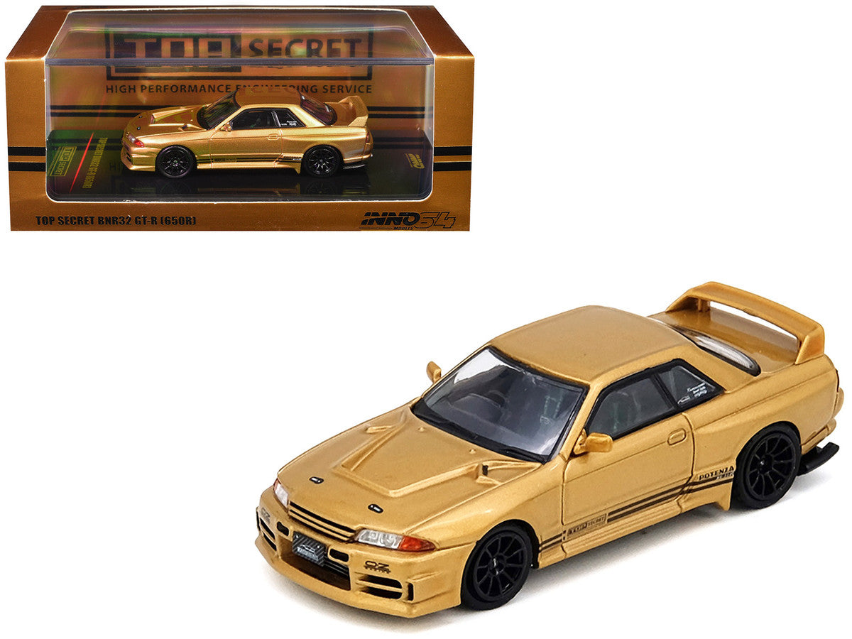 Nissan Skyline "Top Secret" BNR32 GT-R (650R) RHD (Right Hand Drive) Gold Metallic 1/64 Diecast Model Car by Inno Models by Inno Models