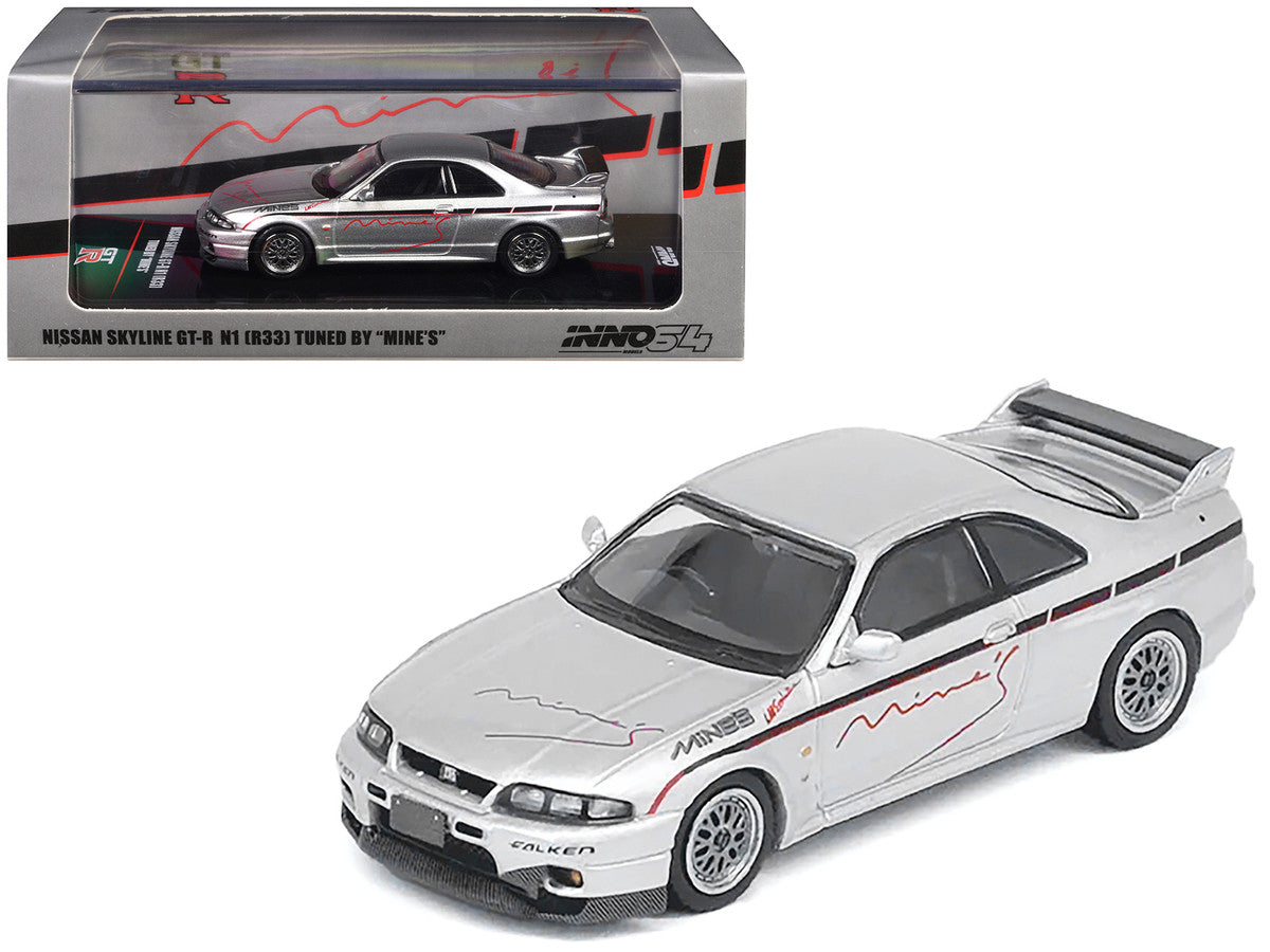 Nissan Skyline GT-R N1 (R33) RHD (Right Hand Drive) "Tuned by Mine's" Silver 1/64 Diecast Model Car by Inno Models by Inno Models