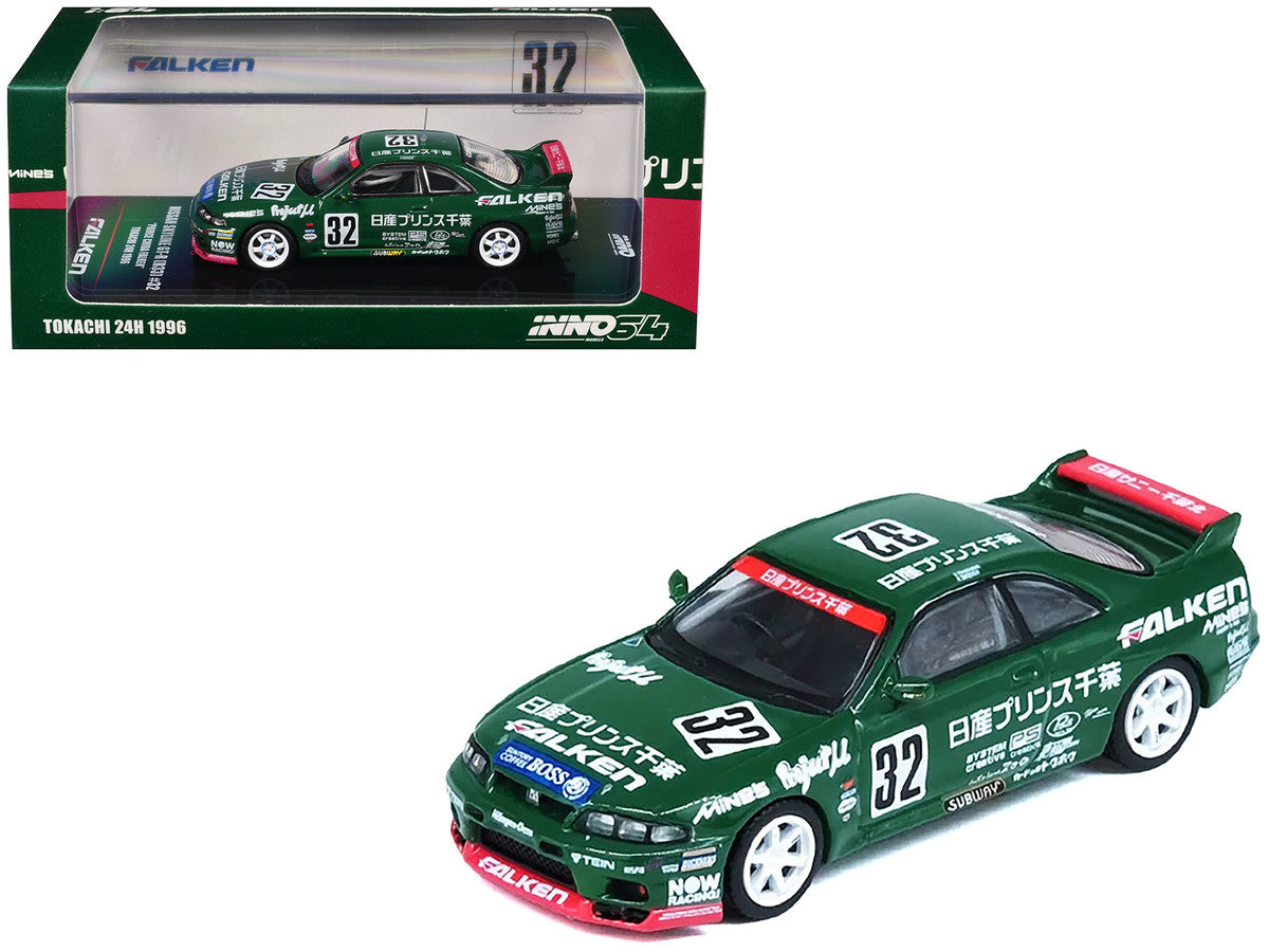 Nissan Skyline GT-R (R33) RHD (Right Hand Drive) #32 "Prince Chiba Falken" N1 Super Endurance Series "Tokachi 24 Hours" (1996) 1/64 Diecast Model Car by Inno Models by Inno Models