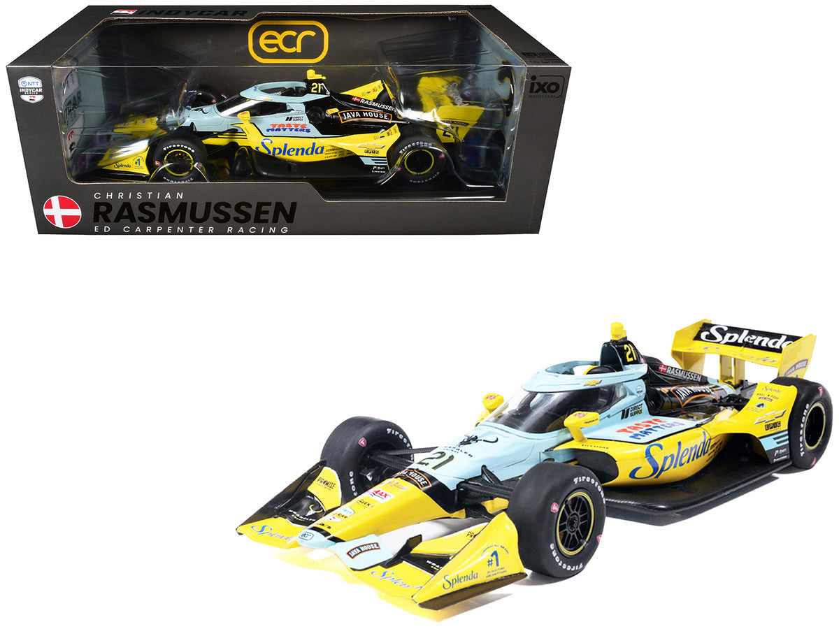 Dallara IndyCar #21 Christian Rasmussen "Splenda" Ed Carpenter Racing (Road Course Configuration) "NTT IndyCar Series" (2026) 1/18 Diecast Model Car by IXO Models by IXO