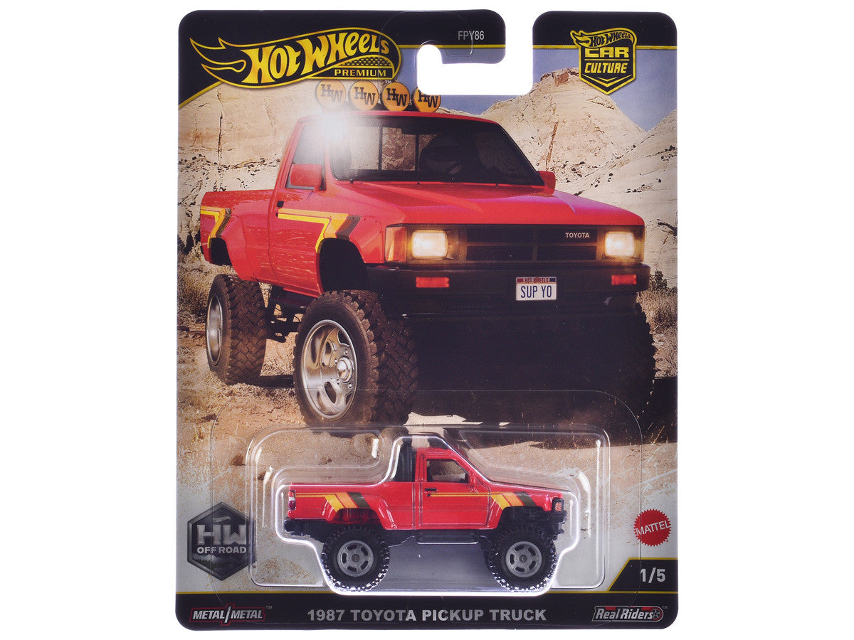 1987 Toyota Pickup Truck Red with Stripes "HW Off Road" Series Diecast Model Car by Hot Wheels by Hotwheels