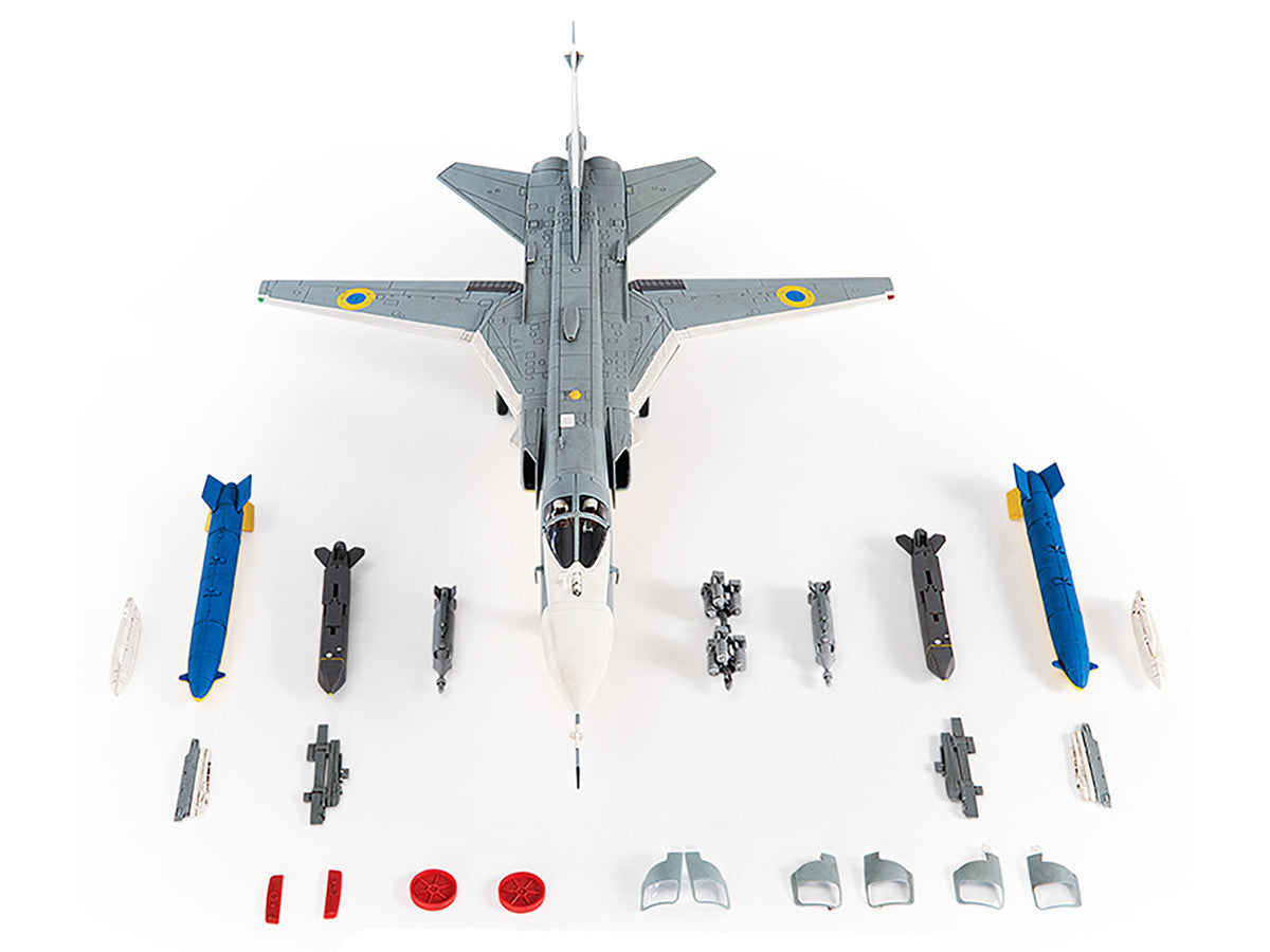Sukhoi Su-24M Fencer-D Bomber Aircraft "Ukraine War" (2023) Ukrainian Air Force 1/72 Diecast Model by JC Wings by JC Wings