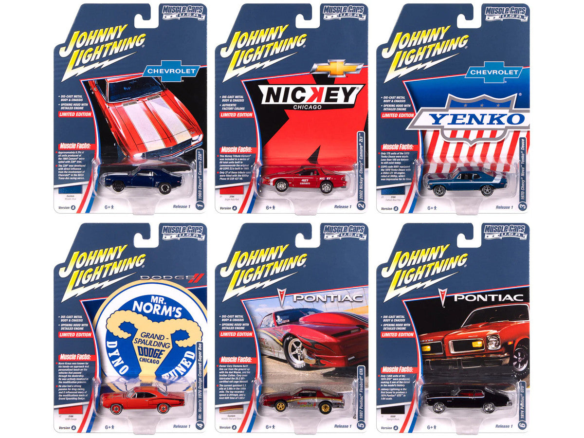 "Muscle Cars USA" 2025 Release 1 Set A of 6 pieces 1/64 Diecast Model Cars by Johnny Lightning by Johnny Lightning