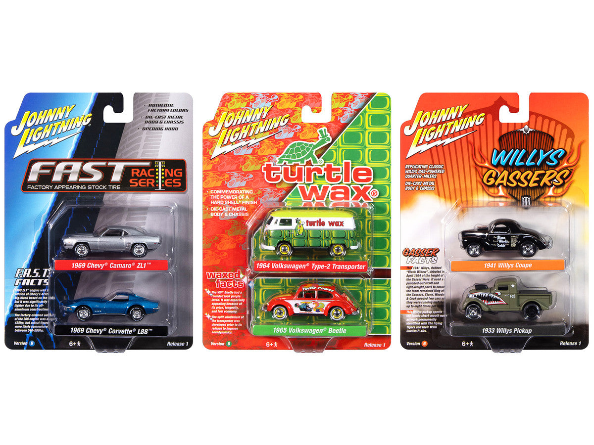 Johnny Lightning "2-Packs" 2024 Release 1 Set B of 6 pieces 1/64 Diecast Model Cars by Johnny Lightning by Johnny Lightning