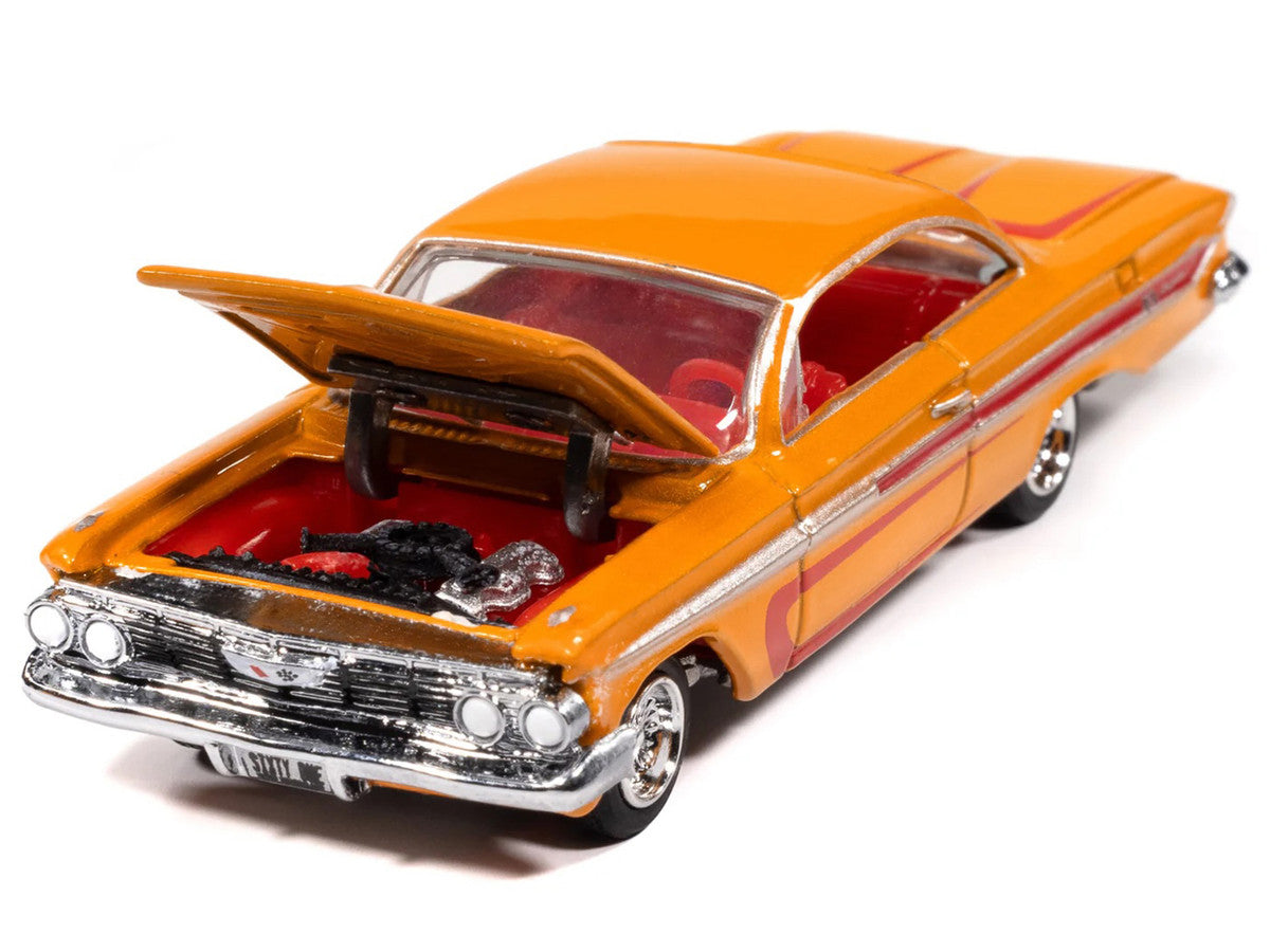 1961 Chevrolet Impala SS 409 Yellow Metallic with Red Stripes and Interior "Scrapin" Series 1/64 Diecast Model Car by Johnny Lightning by Johnny Lightning