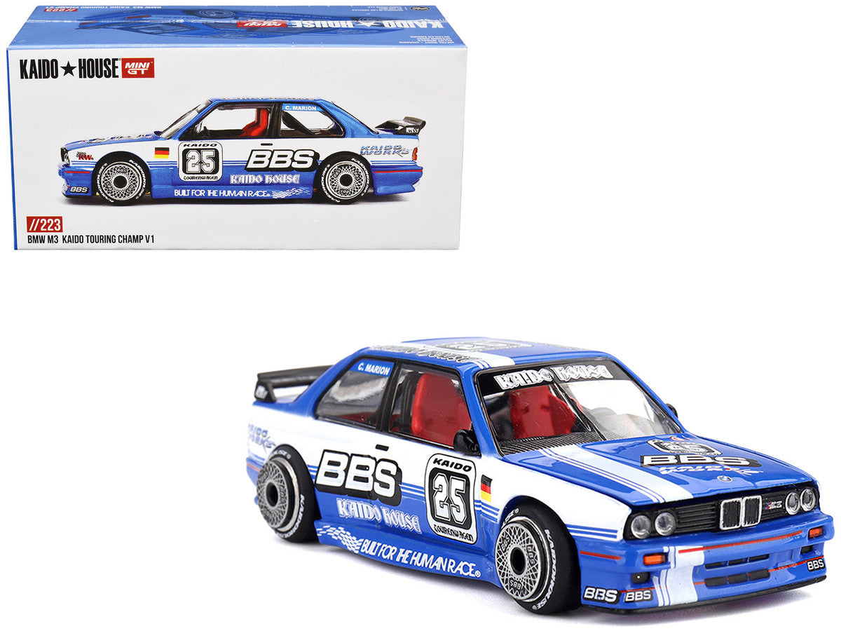 BMW M3 "Kaido Touring Champ V1" #25 Blue with White Stripes (Designed by Jun Imai) "Kaido House" Special 1/64 Diecast Model Car by Mini GT by Mini GT